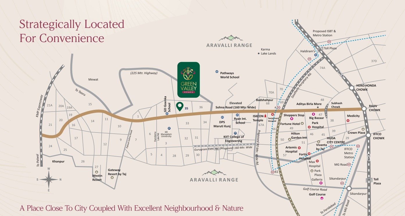 Green Valley Location Map – Sohna Gurugram